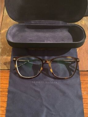 Tommy Hilfiger Brown Tortoiseshell Rectangle Eyeglasses